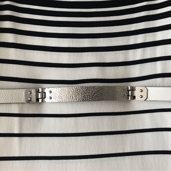 BCBGMAXAZRIA Black White Agnese Gradient Stripe Mid-length Cocktail Dress Large - Picture 9 of 14